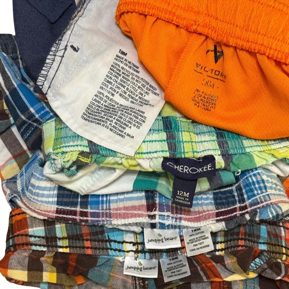 Toddler Boys 12M 18M Shorts Multicolor‎ Plaid Athletic Cat Jack Bundle of 5